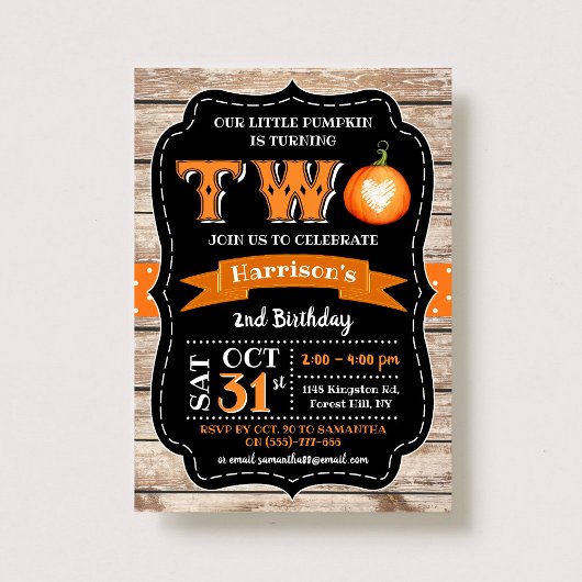 Jongen pompoen 2e verjaardag kaart