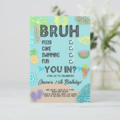 Jongen Pool Beach Verjaardag, neon gloed, breng je Kaart (Staand voorkant)