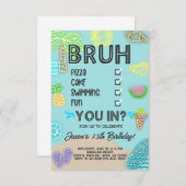 Jongen Pool Beach Verjaardag, neon gloed, breng je Kaart (Voorkant / Achterkant)