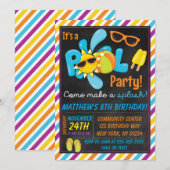 Jongen Pool Birthday Party Kaart (Voorkant / Achterkant)