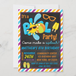 Jongen Pool Birthday Party Kaart