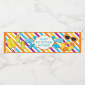 Jongen Pool Birthday Party Waterfles Etiket (Enkel label)