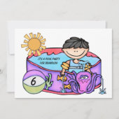 Jongen Pool Party Beach Swimming Birthday Invitati Kaart (Voorkant)