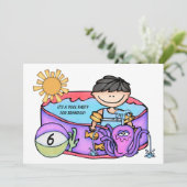 Jongen Pool Party Beach Swimming Birthday Invitati Kaart (Staand voorkant)