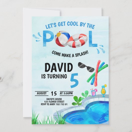 Jongen Pool Party Birthday Cool by Pool Summer Kaart (Voorkant)