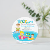 Jongen Pool Party Birthday Invitation Kaart (Staand voorkant)