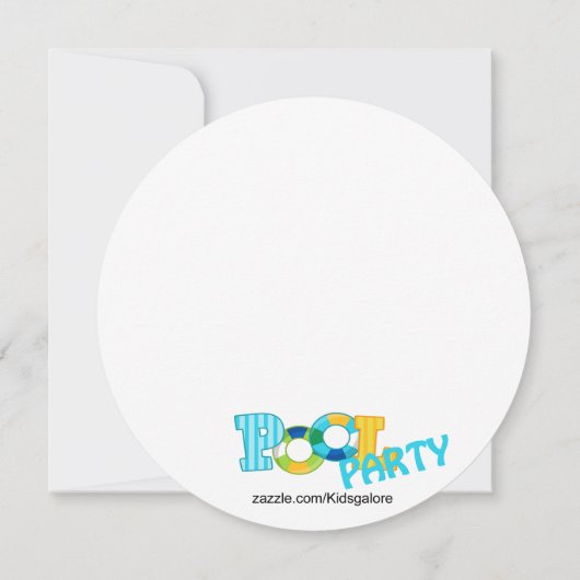 Jongen Pool Party Birthday Invitation Kaart (Achterkant)