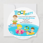 Jongen Pool Party Birthday Invitation Kaart (Voorkant)