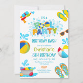 Jongen Pool Party Birthday Invitation Kaart (Voorkant)