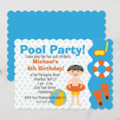 Jongen Pool Party Birthday Kaart (Voorkant / Achterkant)