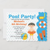  Jongen Pool Party Birthday Kaart (Voorkant)