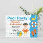  Jongen Pool Party Birthday Kaart (Staand voorkant)