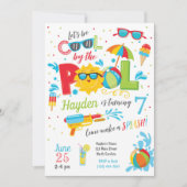 Jongen Pool Party Invitation, Summer Birthday Kaart (Voorkant)