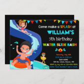 Jongen Pool party over de verjaardag van Waterslid Kaart (Voorkant / Achterkant)