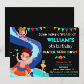 Jongen Pool party over de verjaardag van Waterslid Kaart (Voorkant / Achterkant)