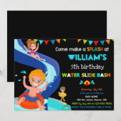 Jongen Pool party over de verjaardag van Waterslid Kaart (Voorkant / Achterkant)