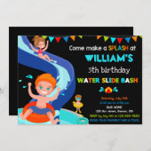 Jongen Pool party over de verjaardag van Waterslid Kaart (Voorkant / Achterkant)