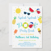 Jongen Pool Party Summer Birthday Kaart (Voorkant)