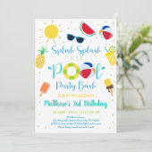 Jongen Pool Party Summer Birthday Kaart (Staand voorkant)