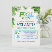 Jongen Pool Party Uitnodiging - Cool Dude Verjaard (Staand voorkant)