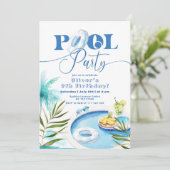 Jongen Pool verjaardagsfeestje Kaart (Staand voorkant)