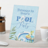 Jongen Pool verjaardagsfeestje Welkom Reclamebord Met Voetstuk (Insitu)
