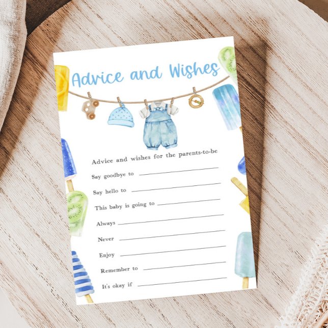 Jongen Popsicle Baby Shower Advies en Wensen Spel (Ready to Pop Popsicle Baby Shower Game)