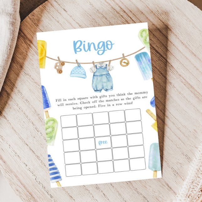 Jongen Popsicle Baby Shower Bingo Spel (Ready to Pop Popsicle Baby Shower Game)
