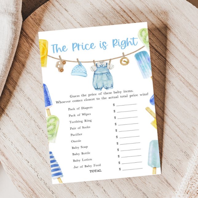 Jongen Popsicle Baby Shower Prijs is Juist Spel (Ready to Pop Popsicle Baby Shower Game)