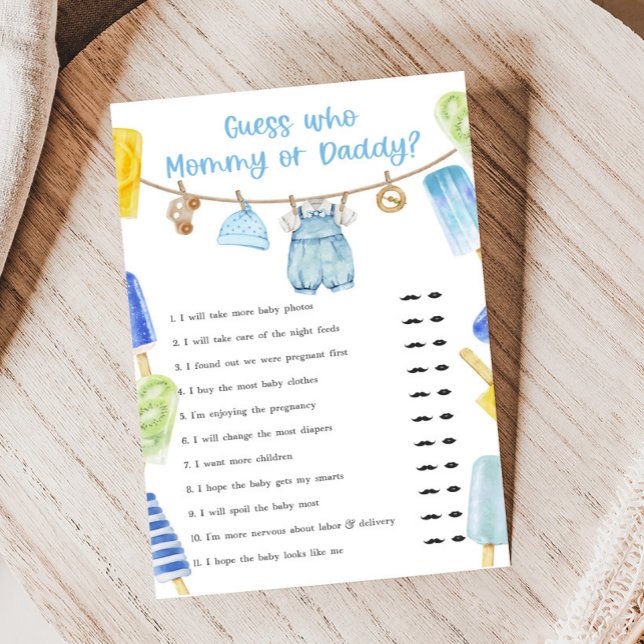 Jongen Popsicle Baby Shower Raad Wie Game (Ready to Pop Popsicle Baby Shower Game)