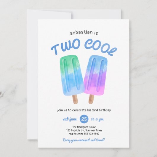 Jongen Popsicle Zomer 2e Verjaardag Kaart (Voorkant)