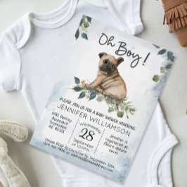 Jongen! Pug Puppy Modern Waterverf Baby shower Kaart