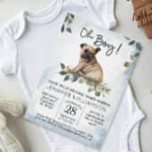 Jongen! Pug Puppy Modern Waterverf Baby shower Kaart