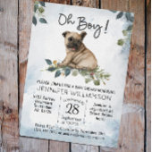 Jongen! Pug Puppy Modern Waterverf Baby shower Kaart