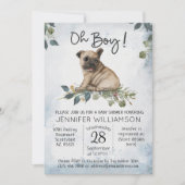 Jongen! Pug Puppy Modern Waterverf Baby shower Kaart (Voorkant)