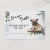 Jongen! Pug Puppy Waterverf Diaper Raffle Informatiekaartje (Voorkant)