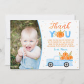 Jongen Pumpkin Blue Truck Birthday Dank je kaarten (Voorkant)