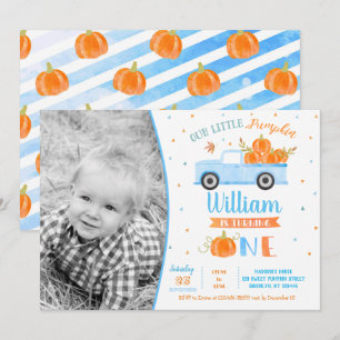 Jongen Pumpkin Blue Truck, eerste verjaardag Uitno Kaart