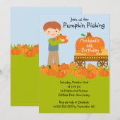 Jongen Pumpkin die Birthday Party uitnodigingen he (Voorkant / Achterkant)