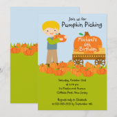 Jongen Pumpkin die Birthday Party uitnodigingen he (Voorkant / Achterkant)