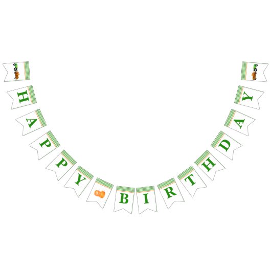 Jongen Pumpkin Patch Tractor Green Happy Birthday Vlaggetjes (Alle)