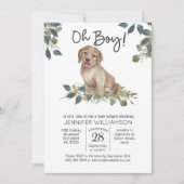 Jongen! Puppy Modern Waterverf Dog Baby shower Kaart (Voorkant)