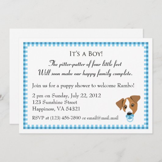 Jongen Puppy Shower-uitnodigingen Kaart (Voorkant / Achterkant)