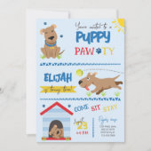 Jongen Puppy Verjaardag Pawty Kaart (Voorkant)