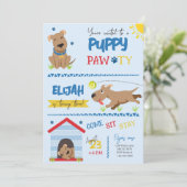 Jongen Puppy Verjaardag Pawty Kaart (Staand voorkant)