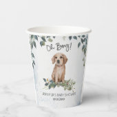 Jongen! Puppy Waterverf Baby shower Papieren Bekers (Achterkant)