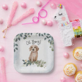 Jongen! Puppy Waterverf Baby shower Papieren Bordje (Feest)