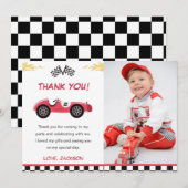 Jongen Race Auto Verjaardagsfeestje Dank je kaart (Voorkant / Achterkant)