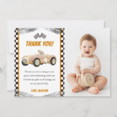 Jongen Race Auto Verjaardagsfeestje Dank je kaart (Voorkant)