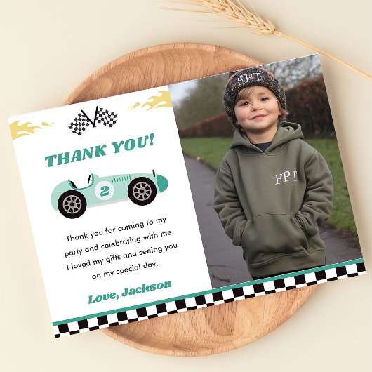 Jongen Race Auto Verjaardagsfeestje Dank je kaart